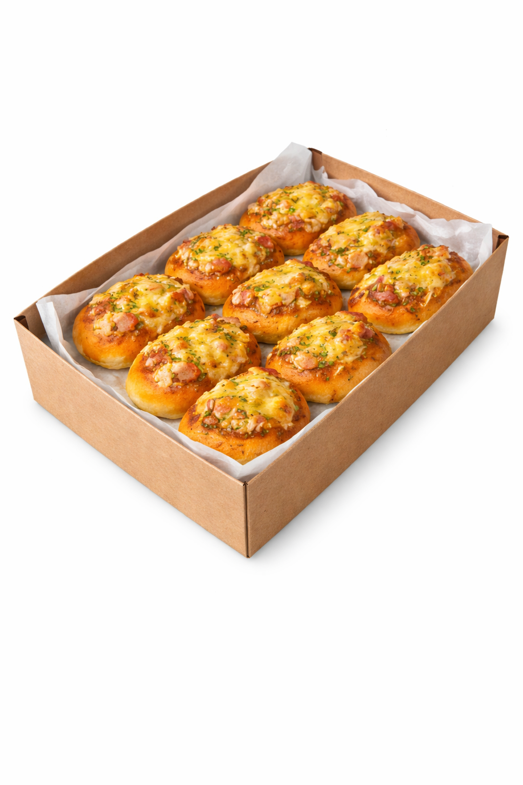 Baked Pizza from The Savoury Mama, box of cheesy baked pizza bites