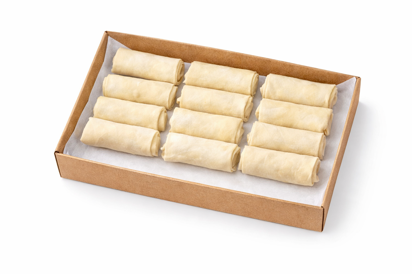 Frozen spring rolls in a box, individually wrapped