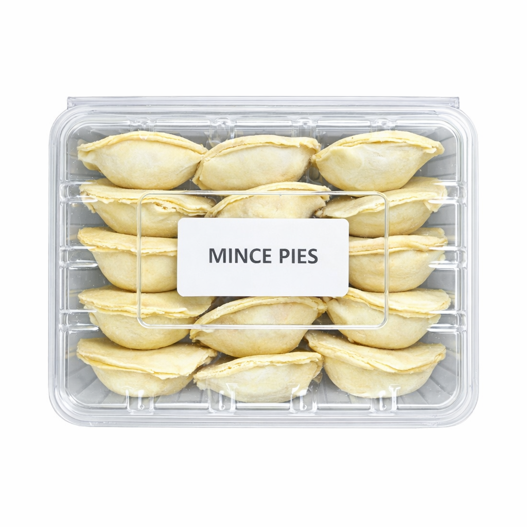 Mince pies in clear plastic tray