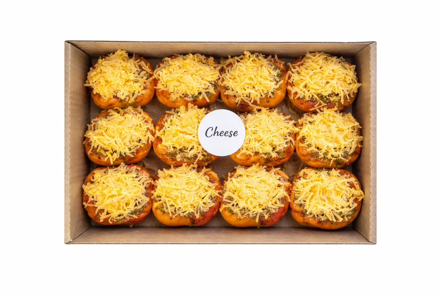 Frozen pizzas in a box, Cheese flavour, topped with shredded cheese